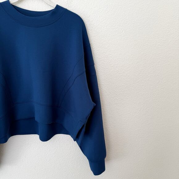 [Abercrombie & Fitch] YPB Blue neoKnit Cropped Crew Neck Sweatshirt Size Large L - Picture 8 of 12